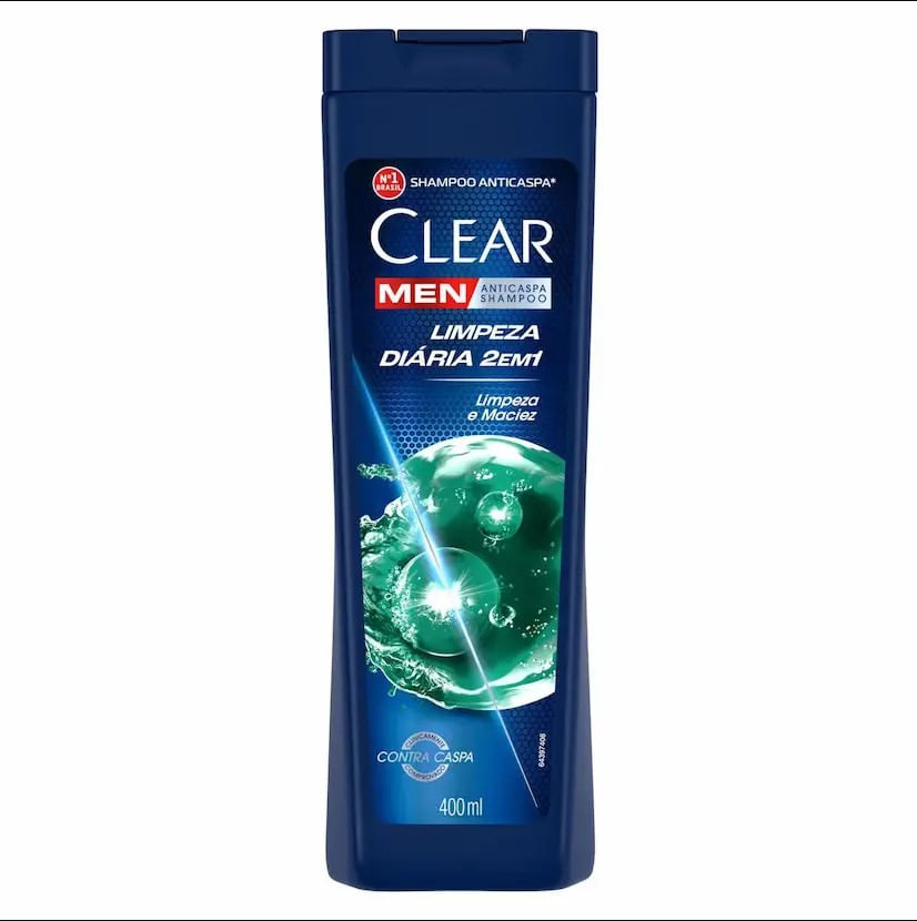 Clear Men Shampoo Anticaspa Limpeza Diária 2 Em 1 400ml