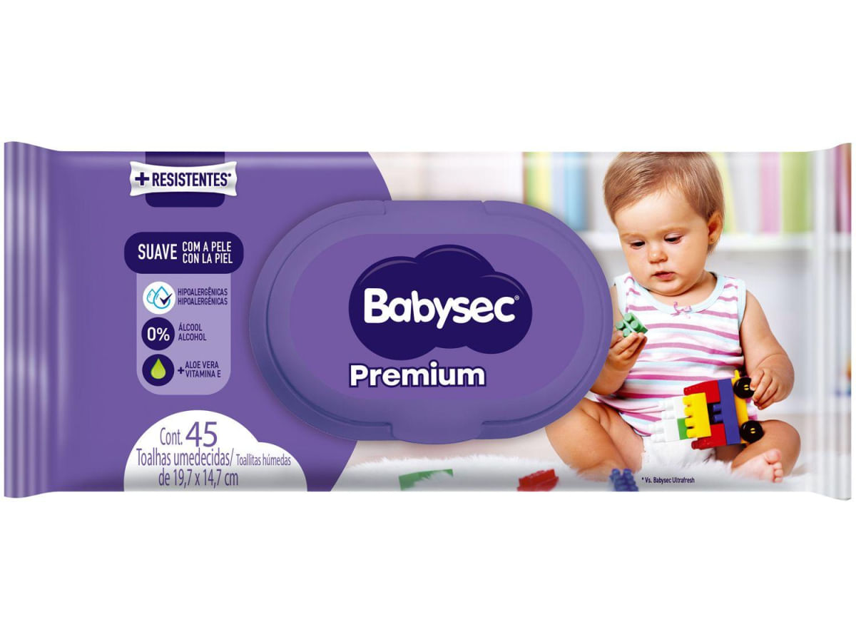 Toalha Umedecida Babysec Premium 45 Unidades