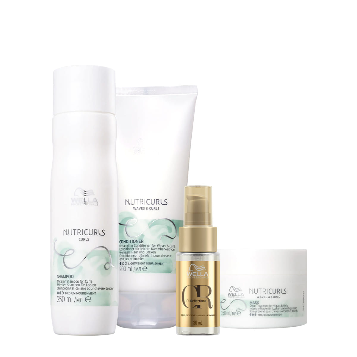 Kit Wella Professionals Nutricurls Home Care +Oil Reflections 30ml (4 produtos)