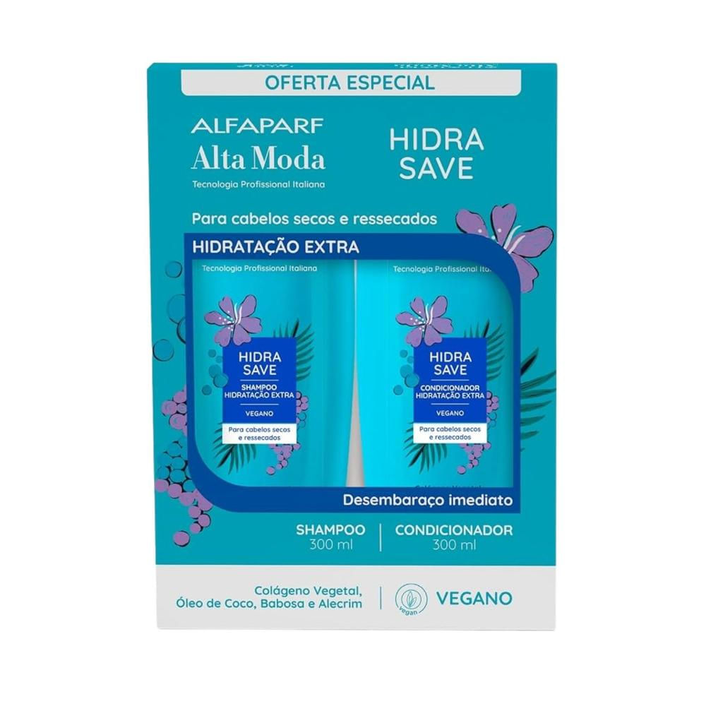 Alfaparf Alta Moda Hidra Save Kit Shampoo e Condicionador Hidratação Nutrição 300 ml