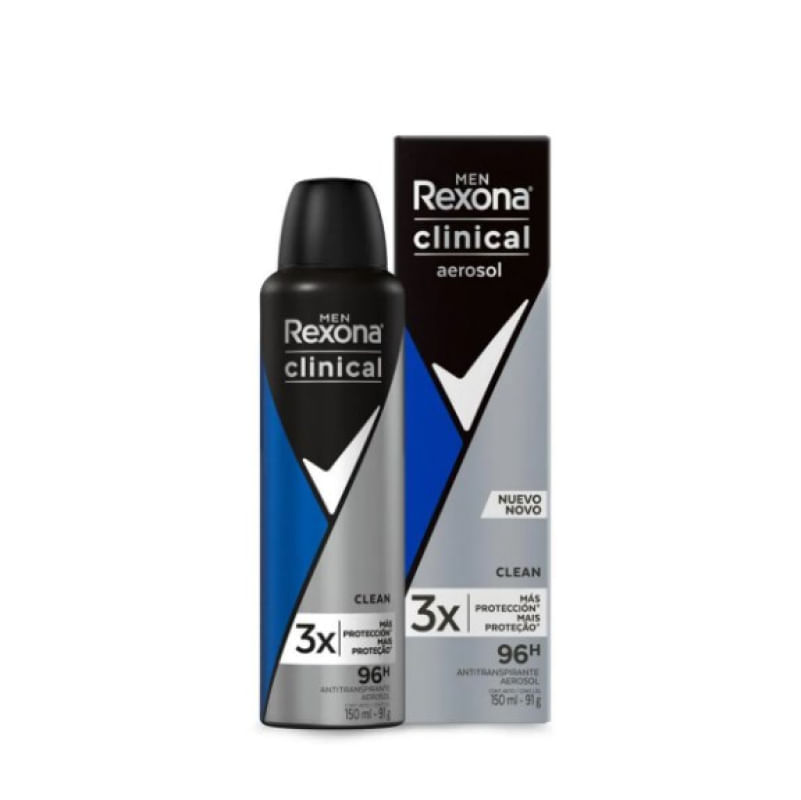 ANTITRANSPIRANTE AEROSOL REXONA MEN CLINICAL CLEAN 150ML