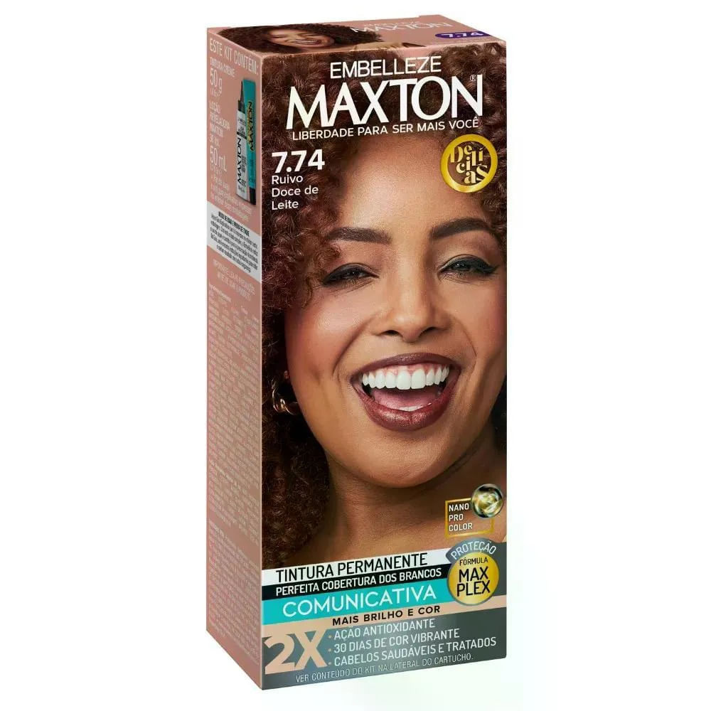 Tintura Maxton 7.74 Ruivo Doce de Leite
