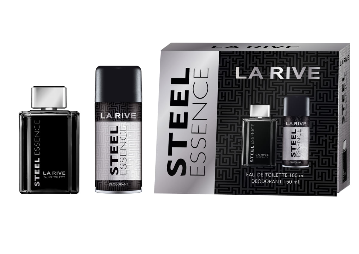 Kit Perfume Masculino Steel Esssence de La Rive EDT 100ml + Desodorante 150ml