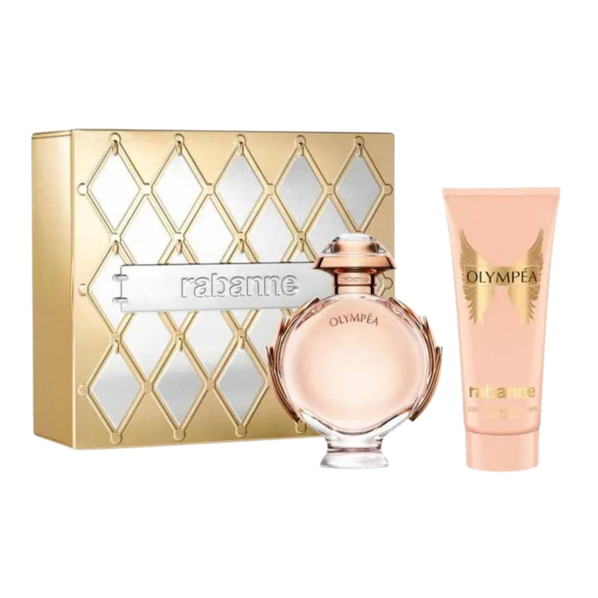 Kit Perfume Feminino Olympéa de Rabanne EDP 80ml + Body Lotion 100ml + Miniatura 6ml