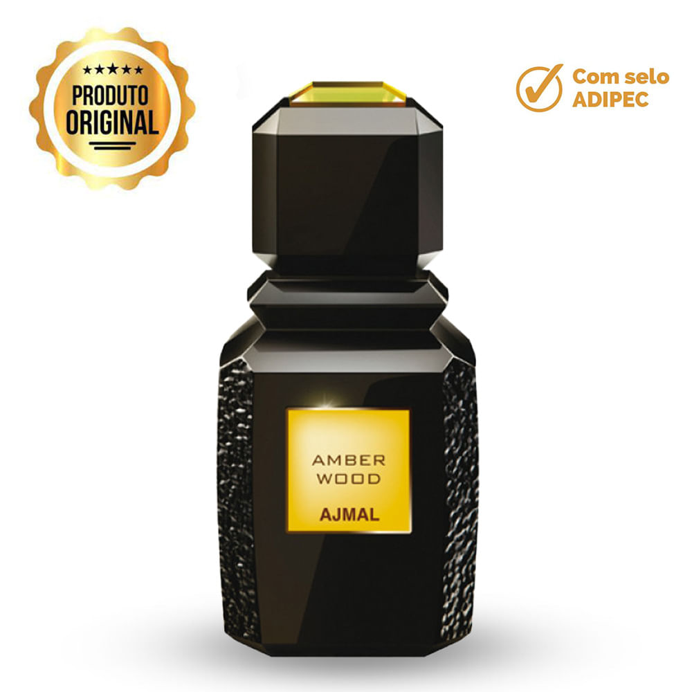 香水(男性用) AMBER WOOD AJMAL EDP 50ml Perfum Ajmal Amber Wood Eau De Parfum Unissex 100ml - Época Cosméticos