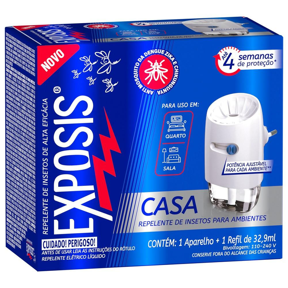 Pack Repelente Elétrico Líquido Exposis Casa 32,9ml + Refil