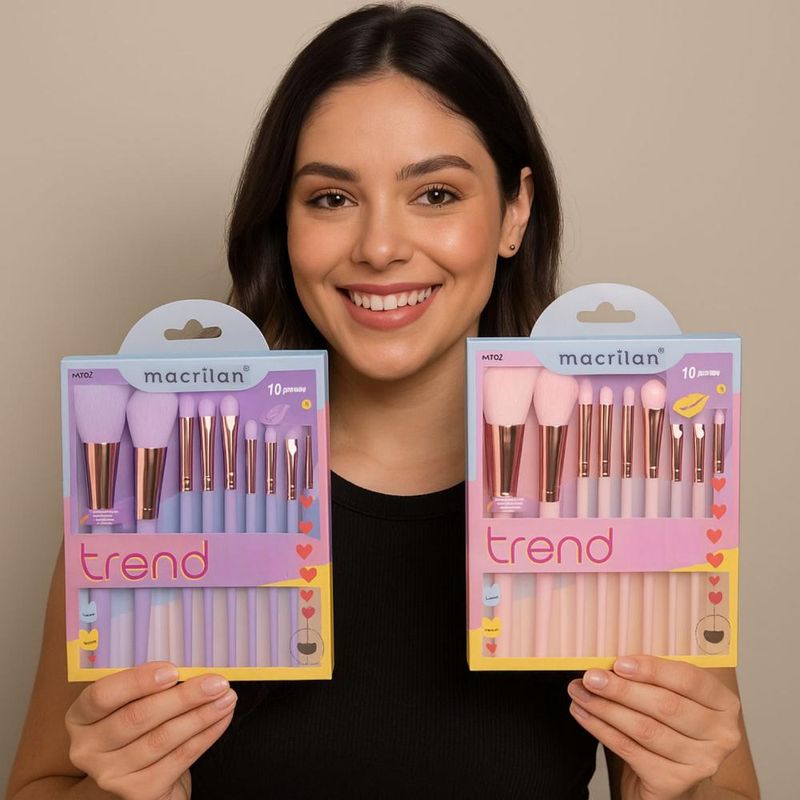 Kit Com 10 Pincéis Macrilan Trend Cores Variadas Mt07 - Época