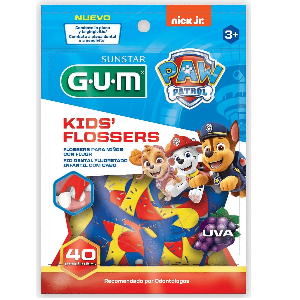 Fio Dental Infantil Flosser Gum 40un Patrulha Canina