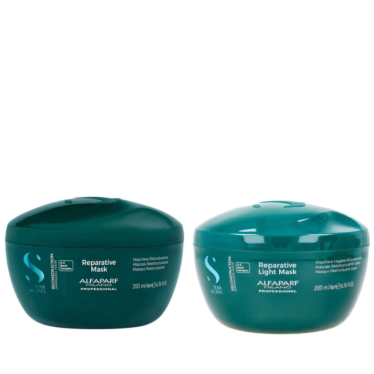 Kit Alfaparf Semi Di Lino Reconstruction - Máscara Reconstrutora 200ml + Máscara Reconstrutora Suave 200ml