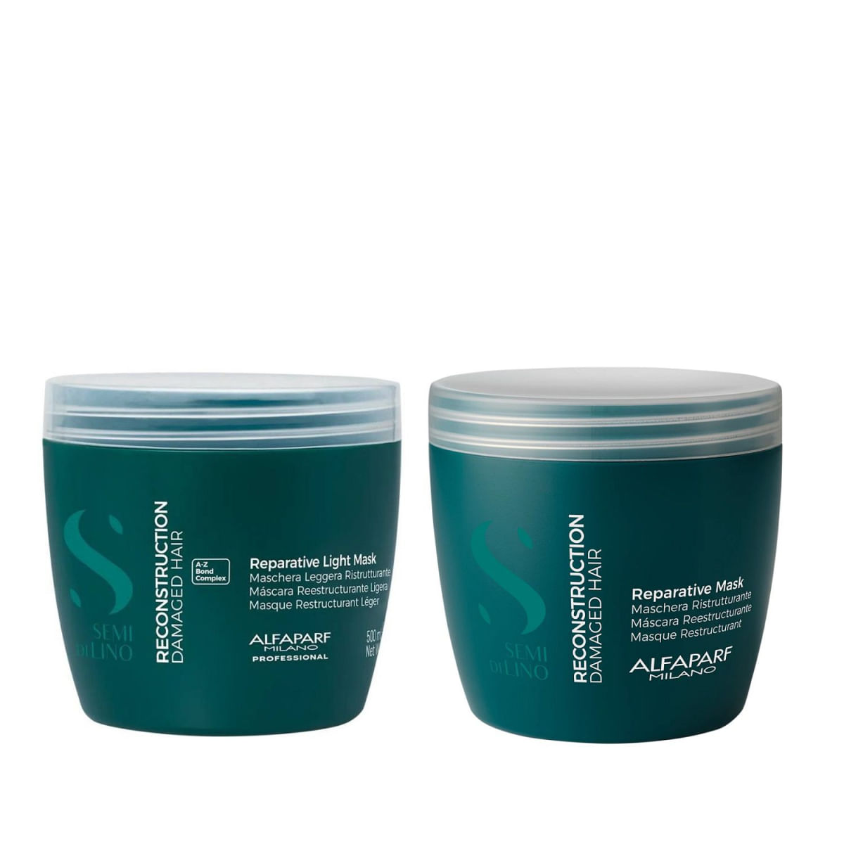 Kit Alfaparf Semi Di Lino Reconstruction - Máscara Reconstrutora 500ml + Máscara Reconstrutora Suave 500ml 106