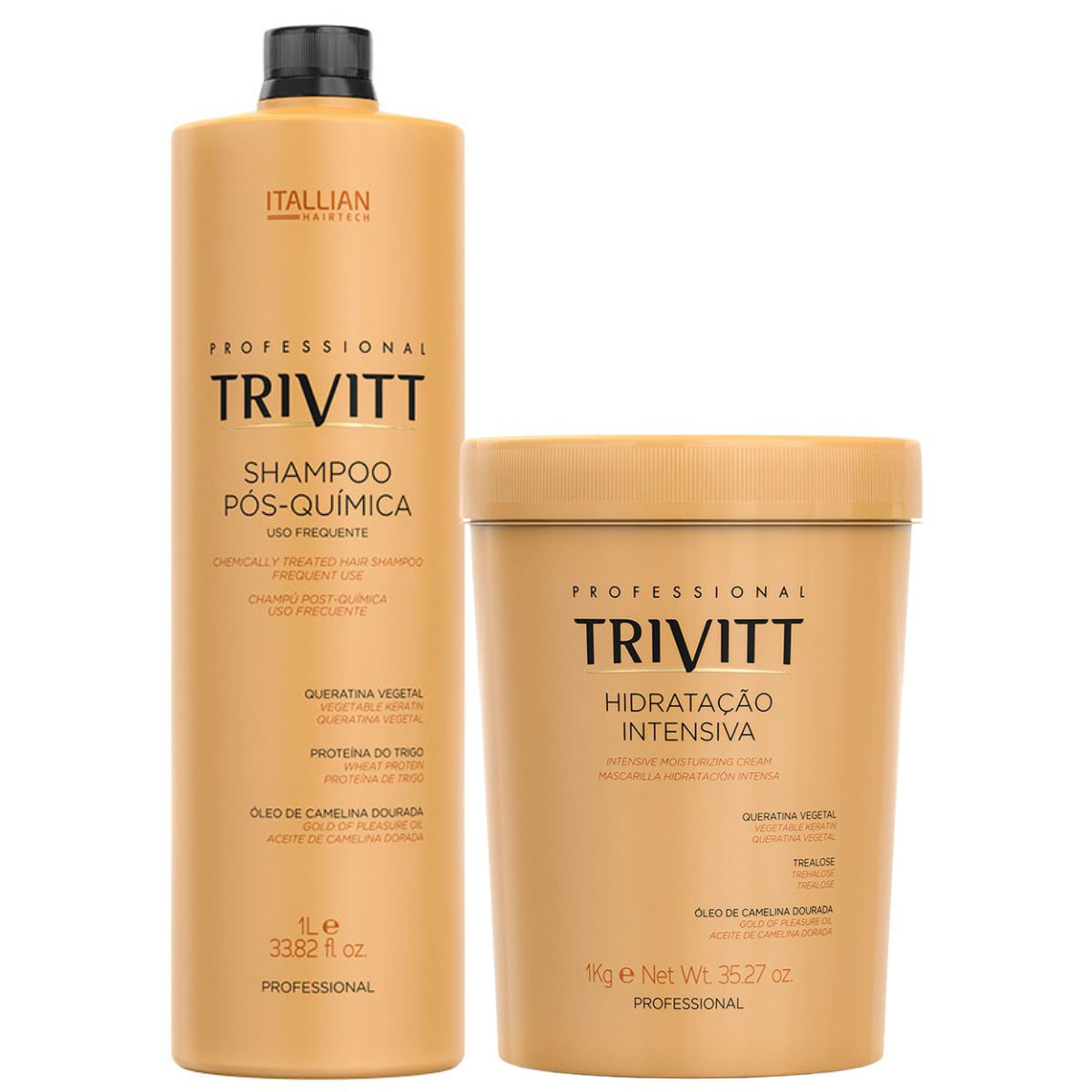Kit Trivitt Shampoo Pós Química 1L + Hidratação Intensiva 1Kg