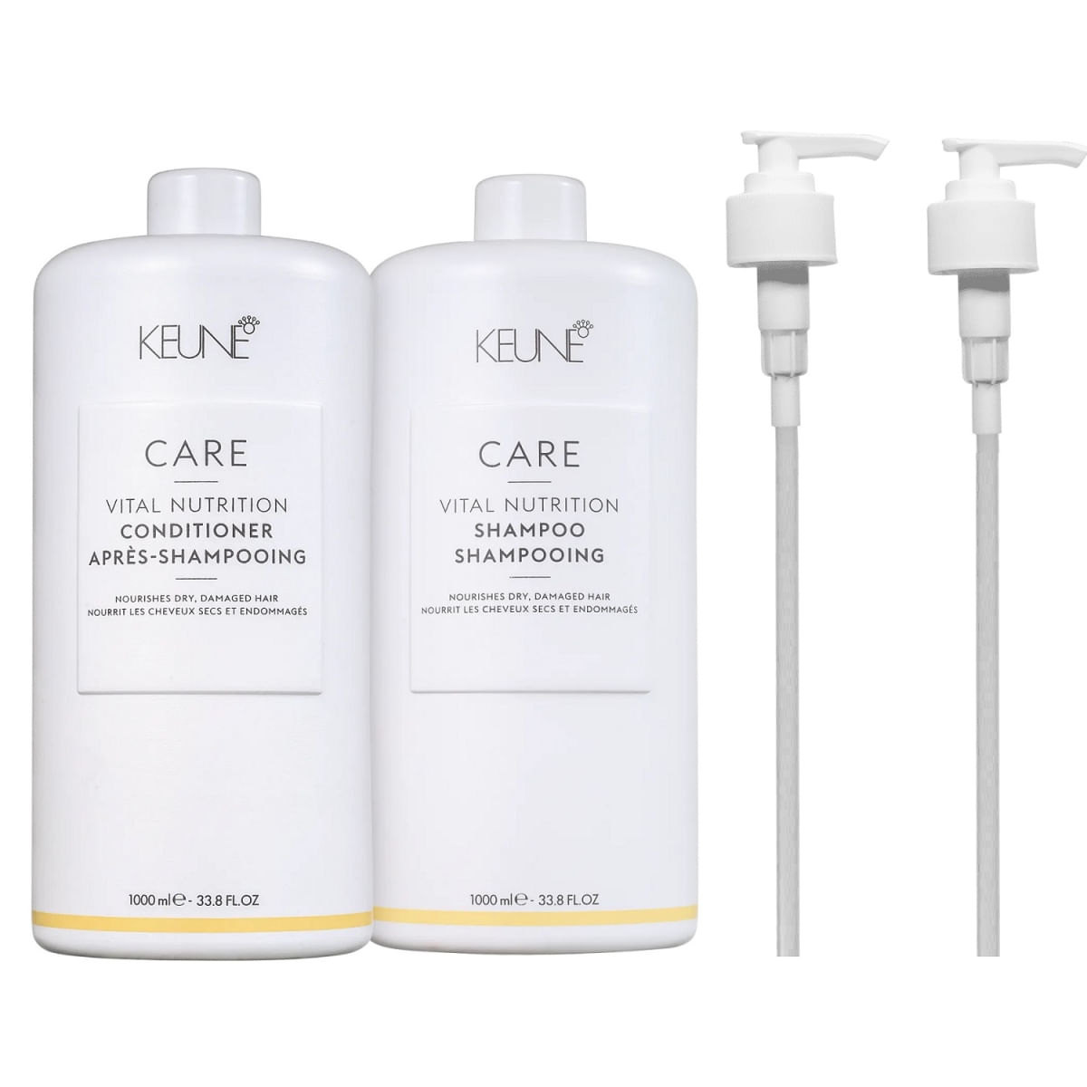 Kit Keune Care Vital Nutrition Shampoo 1000ml e Condicionador 1000ml + Válvulas Pump