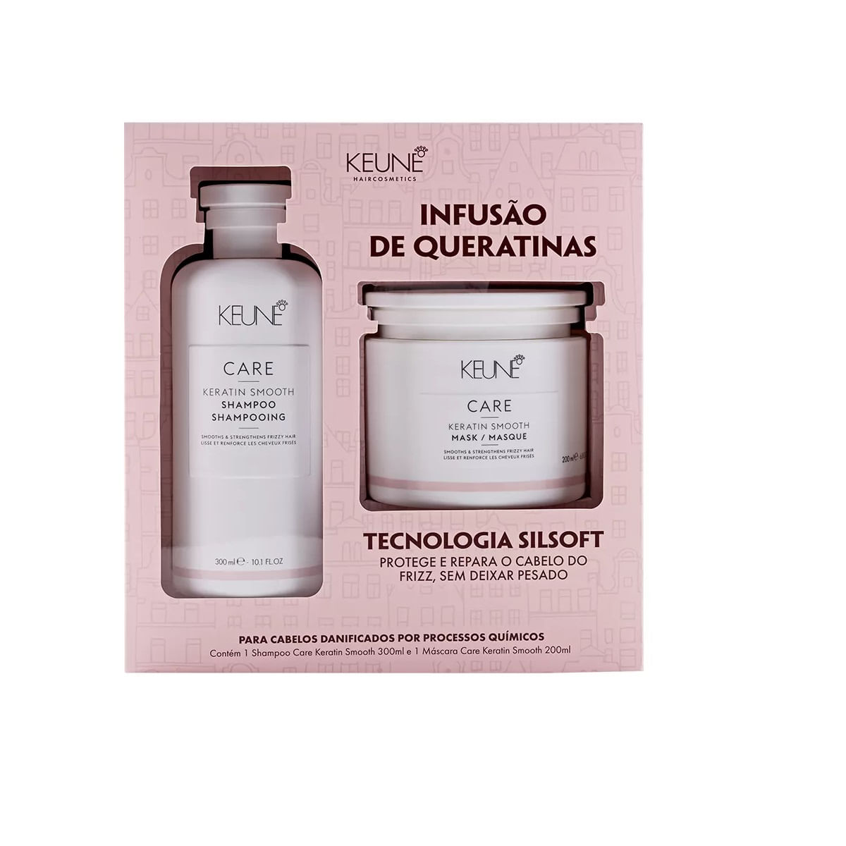 Kit Keune Keratin Smooth - Shampoo 300ml + Máscara De Reconstrução 200ml