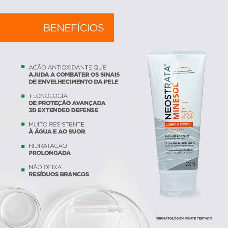 Neostrata Minesol Rosto e Corpo FPS70 200ml - Época Cosméticos