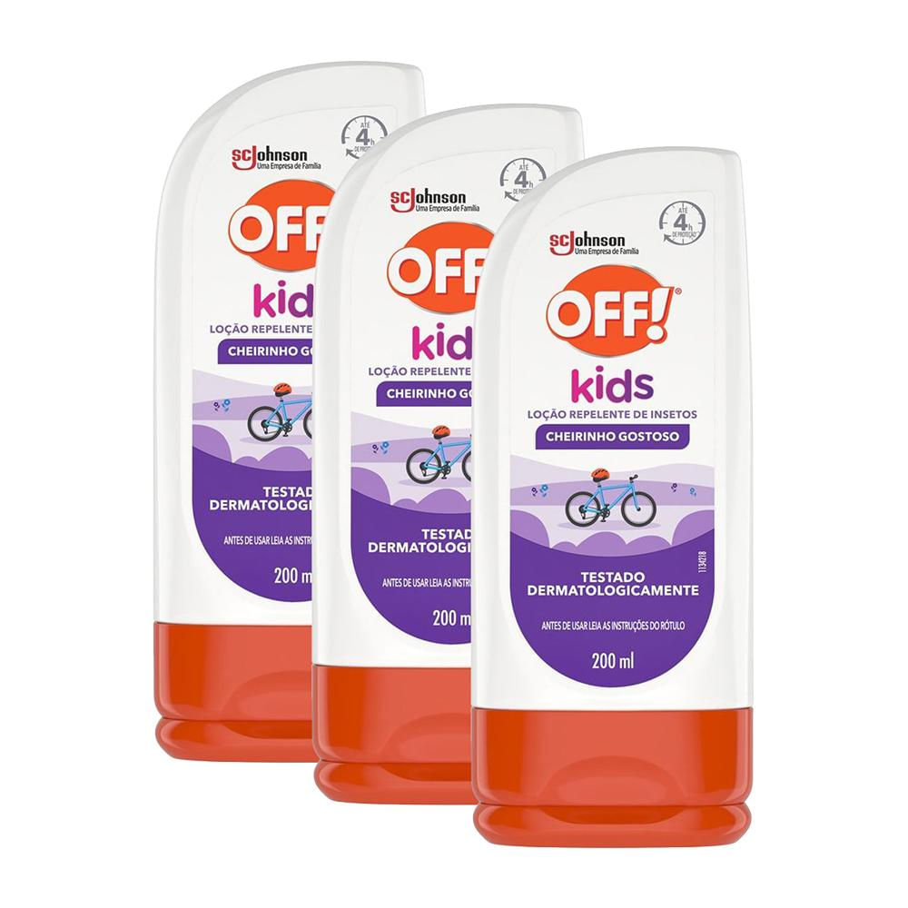 Kit 3 Repelente de Insetos Off! Loção Kids 200ml