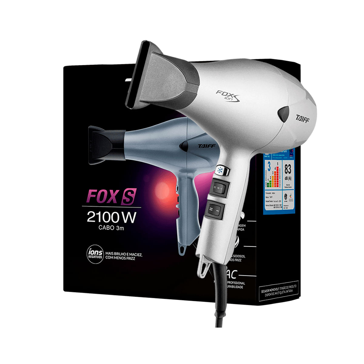 Secador Fox Íon S- 2100W- 127V-  Taiff Profissional