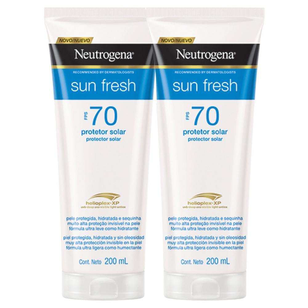 Kit com 2 Protetores Solar Neutrogena Sun Fresh Corpo FPS 70 200ml.
