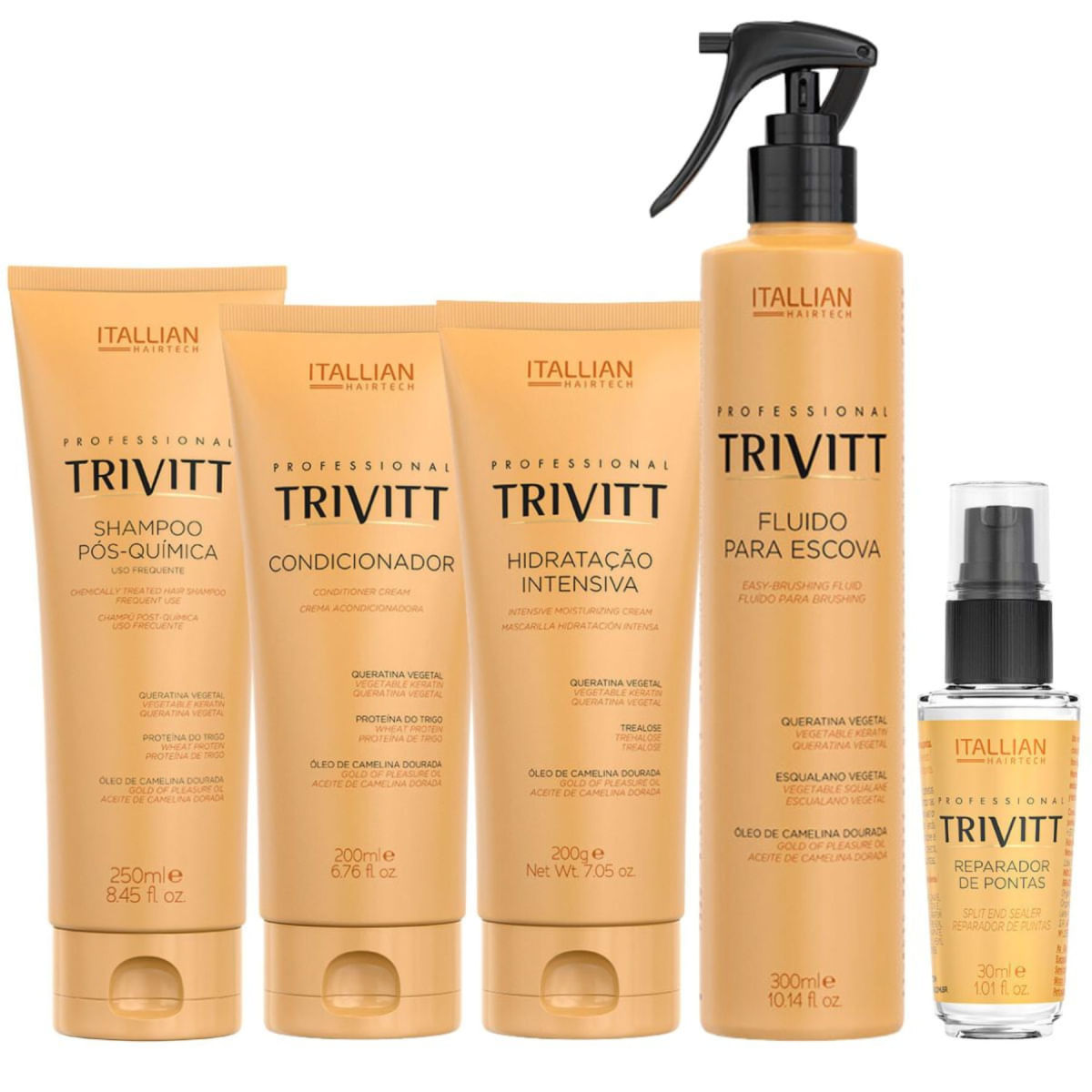 Kit Trivitt com Hidratação + Fluido Escova + Reparador de Pontas