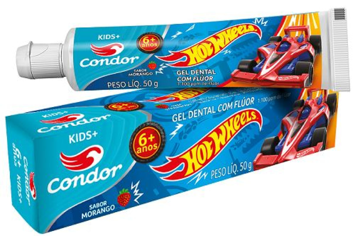 Gel Dental Infantil Condor Hot Wheels Morango 50g