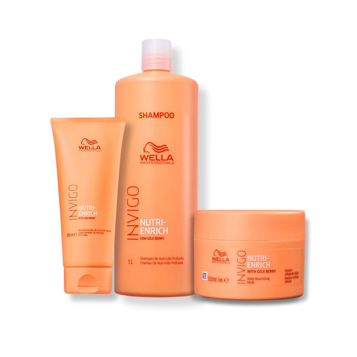 Kit Wella Professionals Nutri-Enrich - Shampoo 1L, Mascara 150ml e Condicionador 200ml