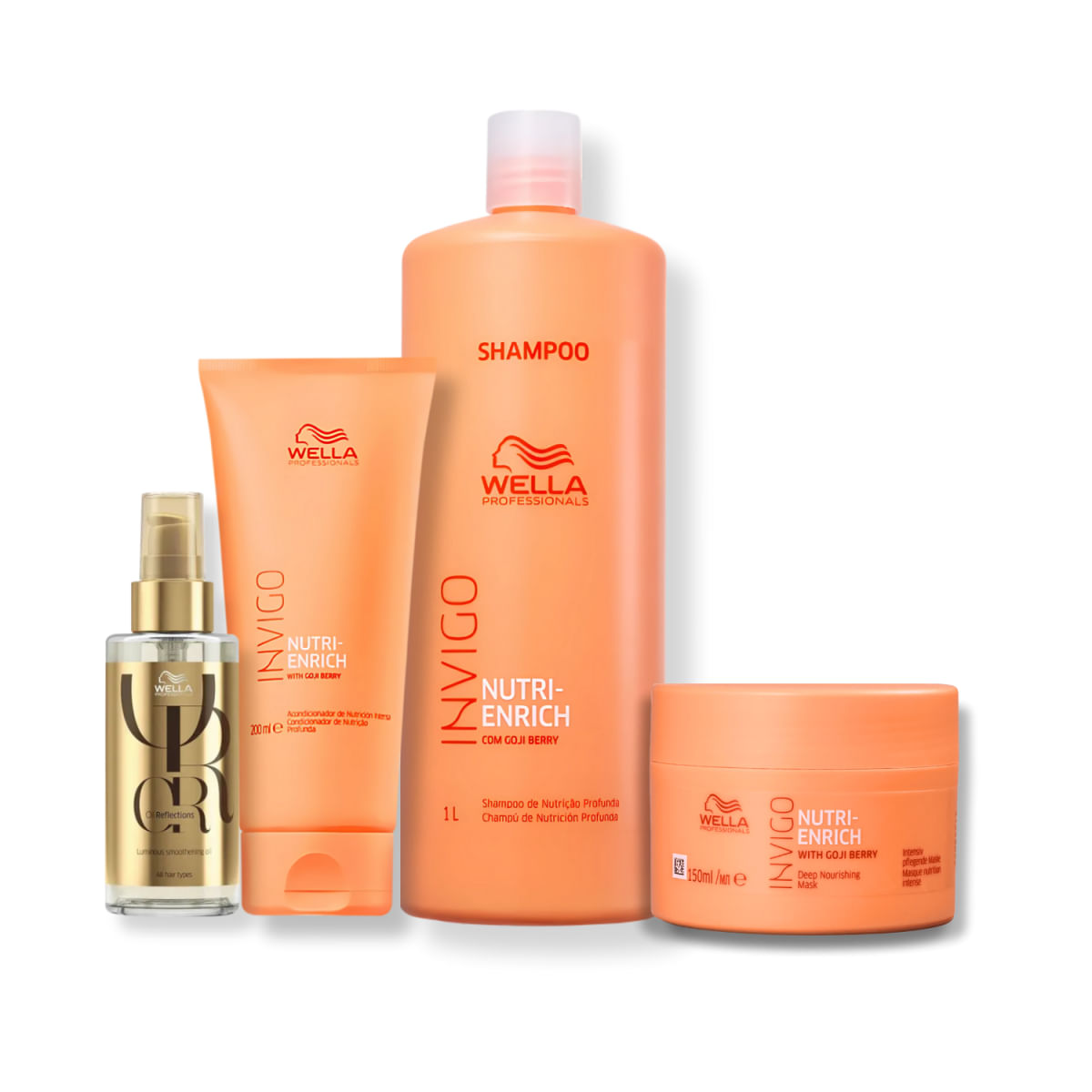 Kit Wella Professionals Nutri-Enrich - Shampoo 1L, Condicionador 200ml, Mascara 150ml, Oleo 100ml