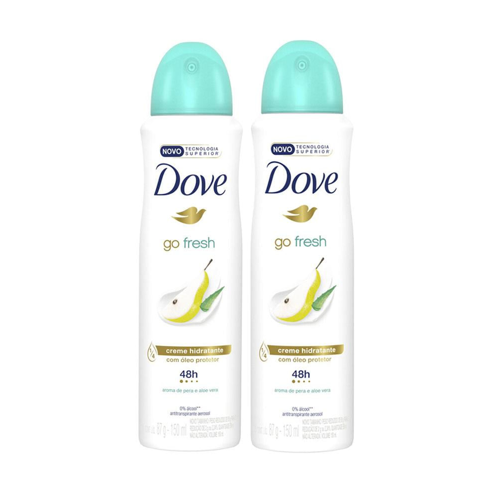 Kit 2 Desodorantes Antitranspirante Aerosol Dove Go Fresh Pera e Aloe Vera 150ml