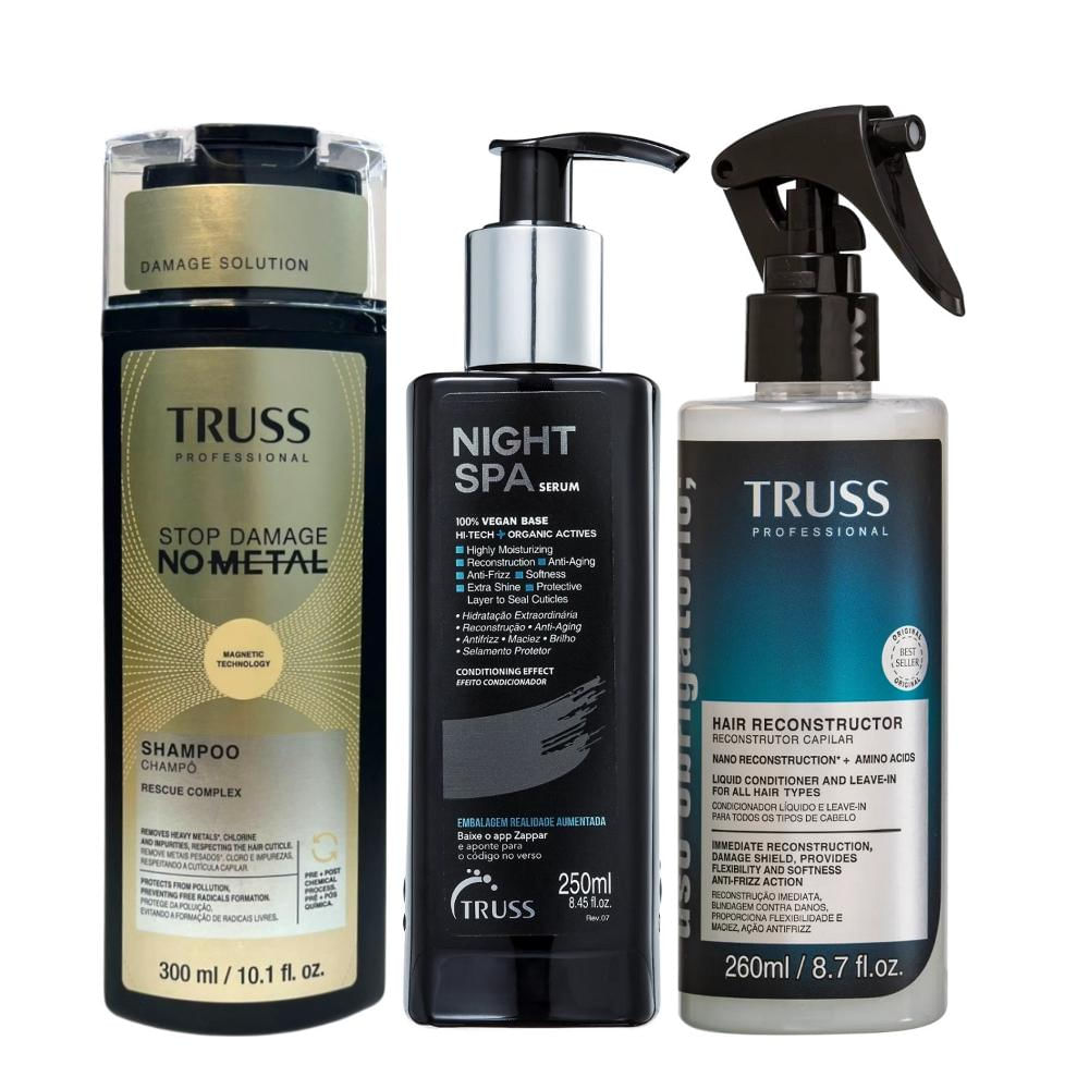 Kit Truss No Metal - Shampoo 300ml + Night Spa 250ml + Uso Obrigatório 260ml