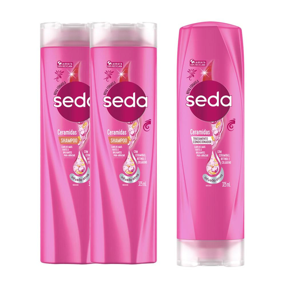 Kit 2 Shampoos + 1 Condicionador Seda Cocriações Ceramidas 325ml