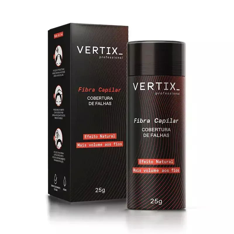 Fibra Capilar Cobertura de Falhas Castanho Médio 25g - VERTIX