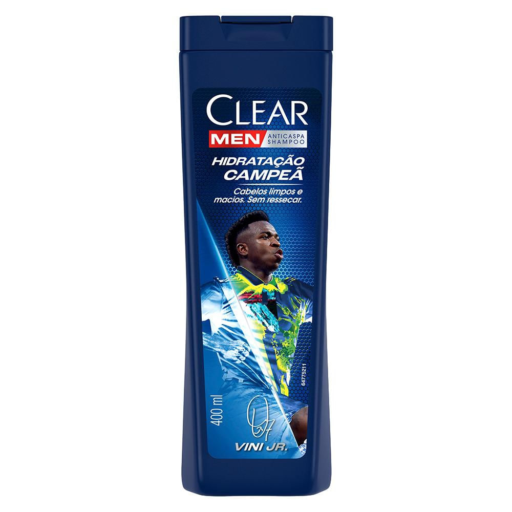 Shampoo Anticaspa Clear Men Hidratação Campeã by Vini Jr 400 ml