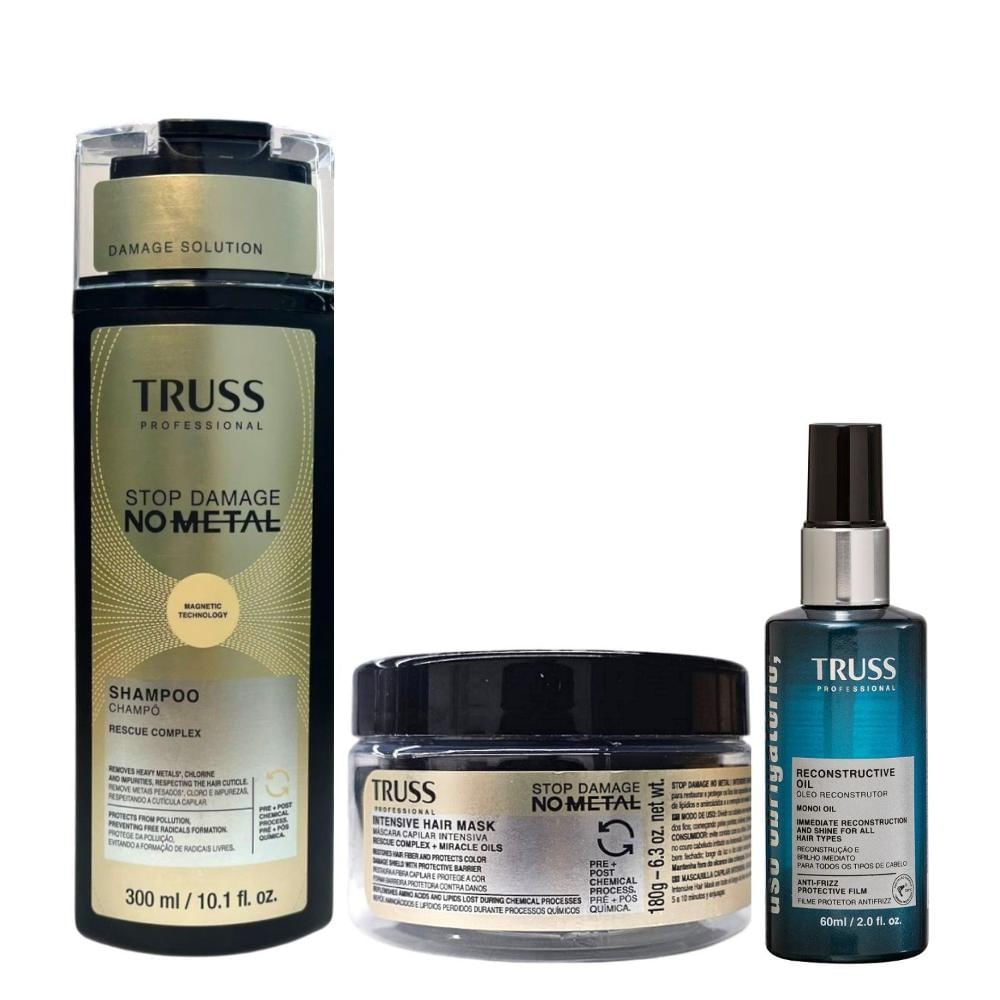 Kit Truss No Metal - Shampoo 300ml + Máscara 180g + Óleo Uso Obrigatório 60ml
