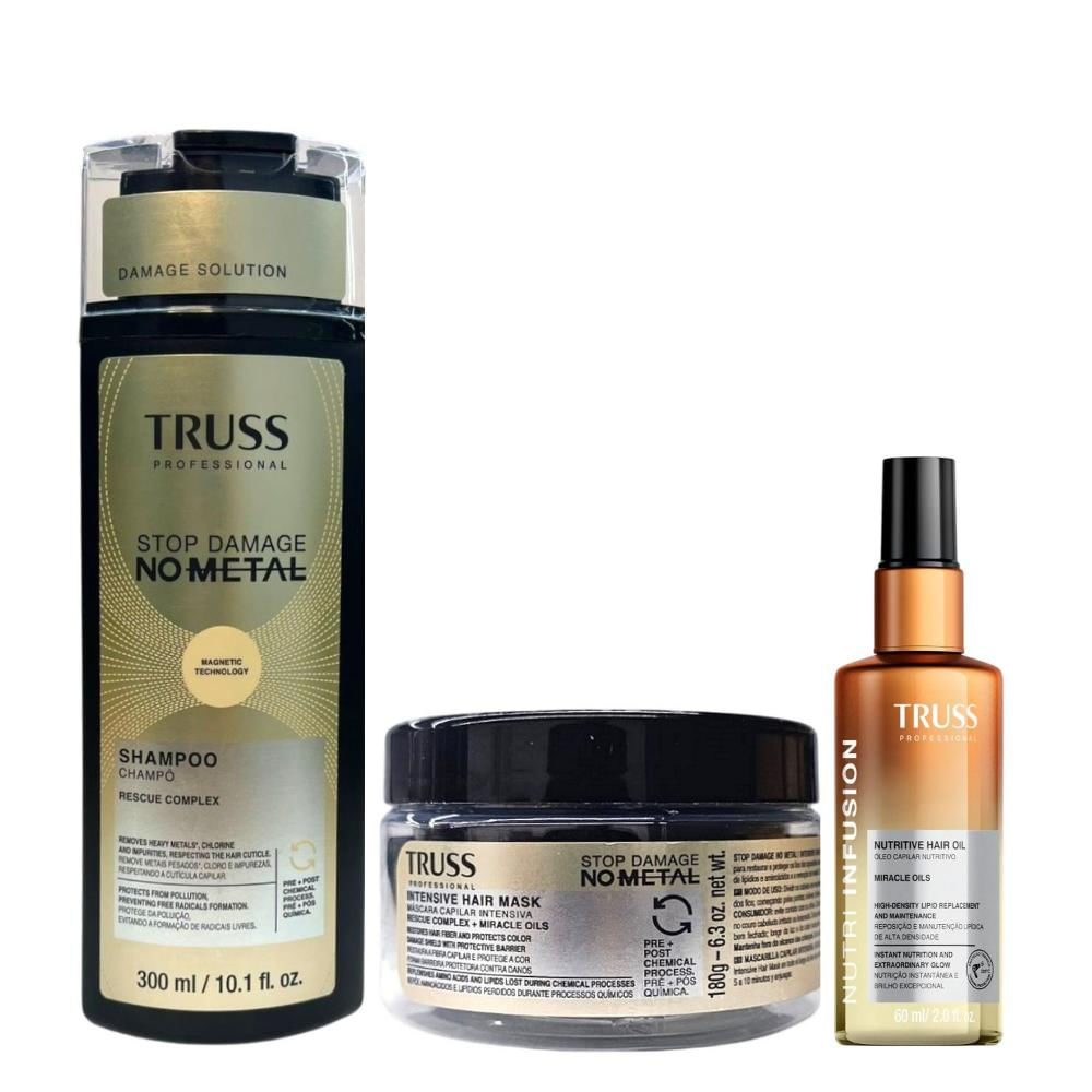 Kit Truss No Metal - Shampoo 300ml + Máscara 180g + Óleo Nutri Infusion 60ml
