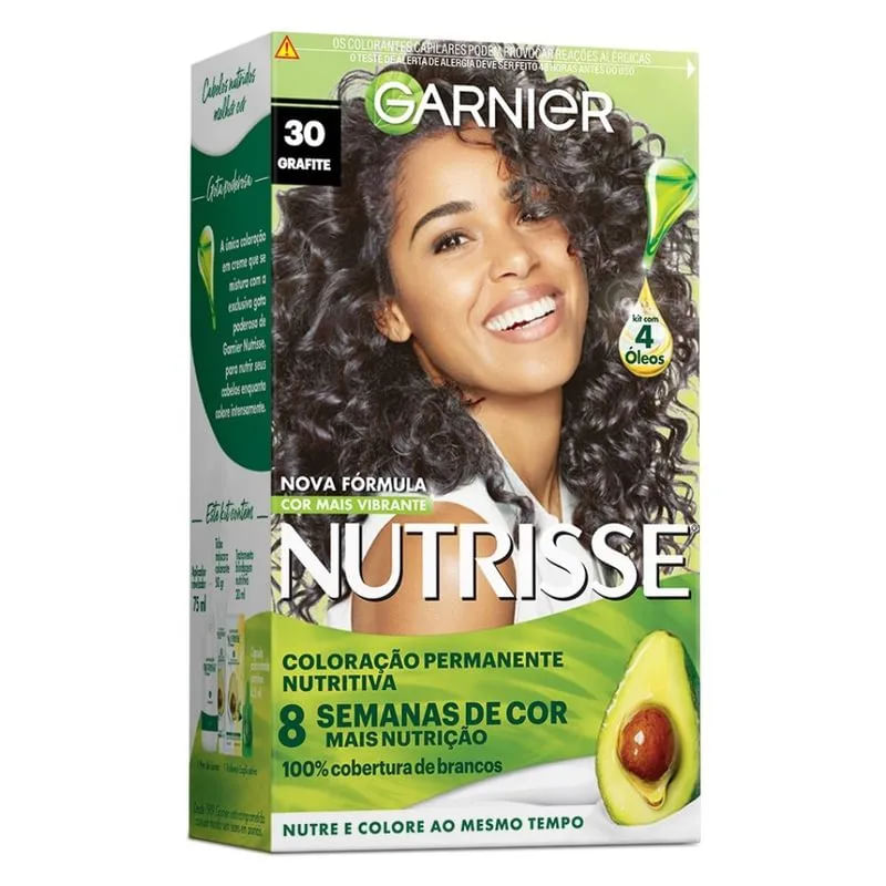 TINTURA GARNIER PERMANENTE NUTRISSE 30 CASTANHO ESCURO GRAFITE