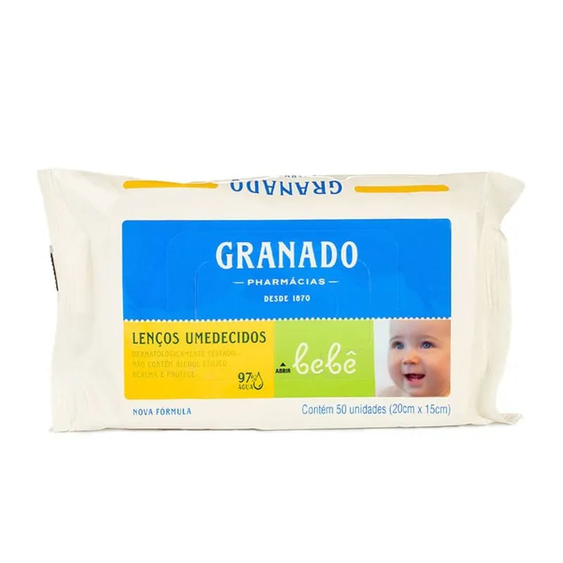 LENÇOS UMEDECIDOS GRANADO BEBÊ COM 50 UNIDADES