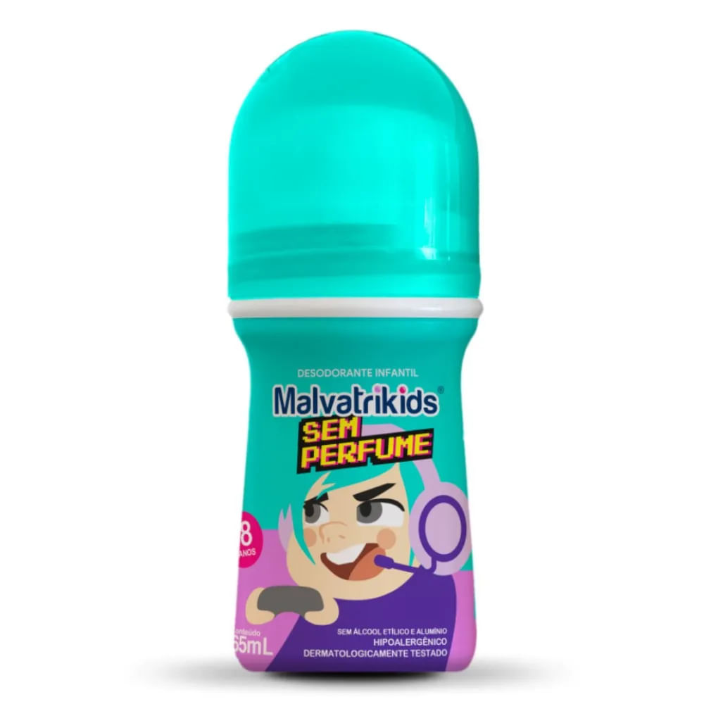 Desodorante roll-on Infantil Malvatrikids Sem Perfume 65ml