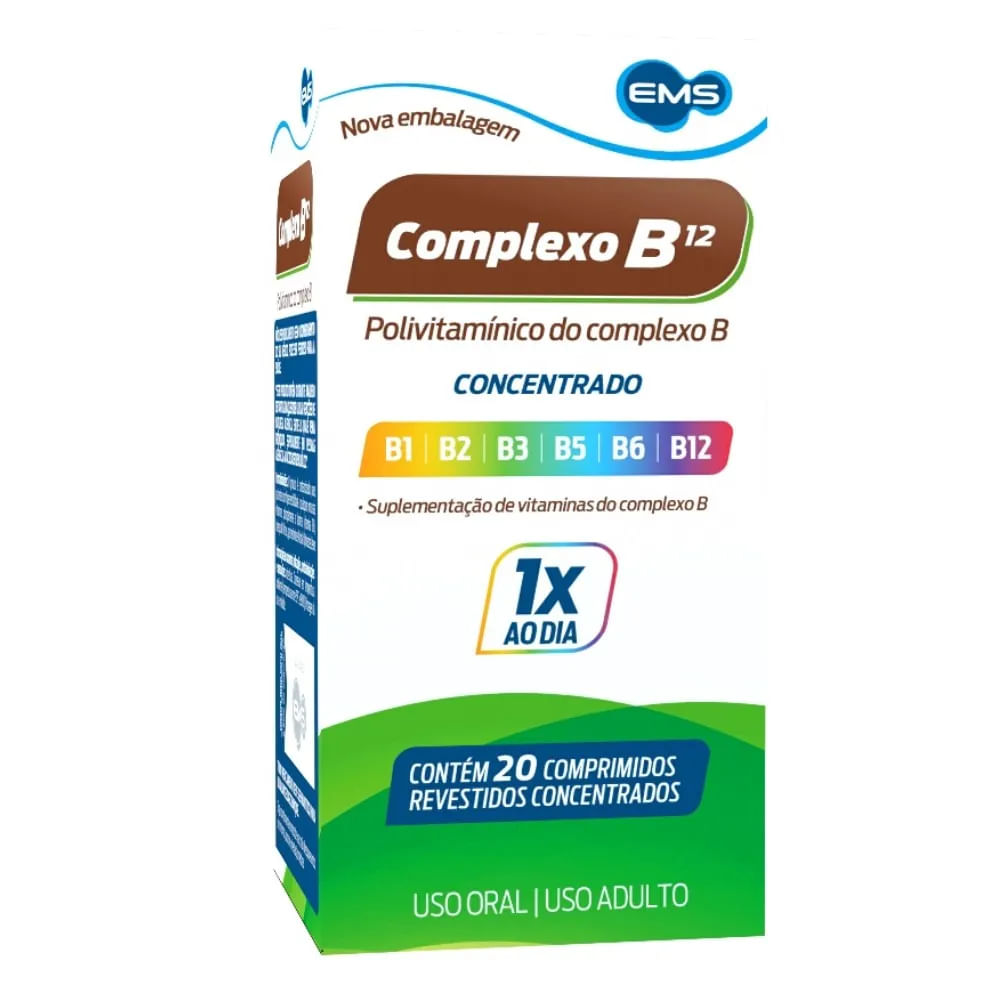 SUPLEMENTO VITAMÍNICO COMPLEXO B12 EMS COM 20 COMPRIMIDOS