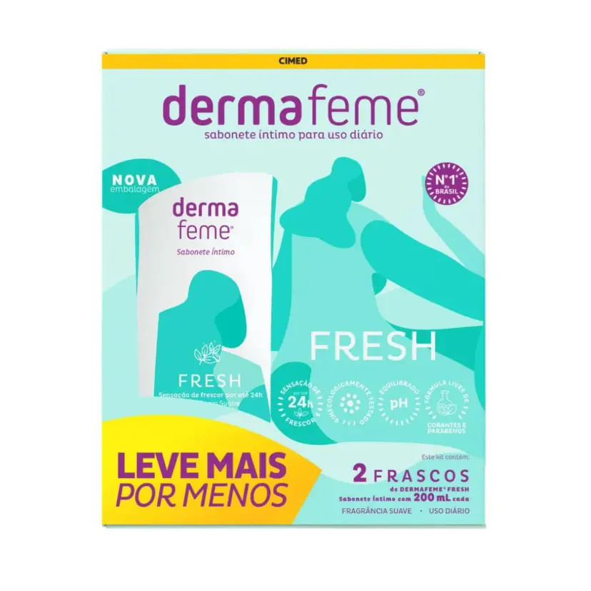 KIT SABONETE ÍNTIMO DERMAFEME FRESH 2 UNIDADES – 200ML