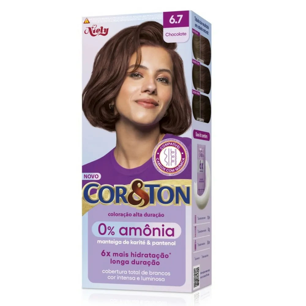 Tintura Niely Cor&Ton 0% Amônia 6.7 Chocolate