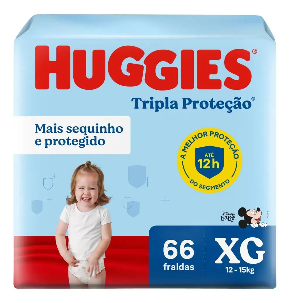 Fralda Infantil Huggies Tripla Proteção XG 66 unidades
