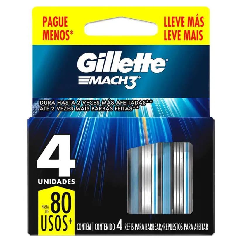 CARGA PARA BARBEAR GILLETTE MACH3 4 UNIDADES - LEVE 4 PAGUE 3