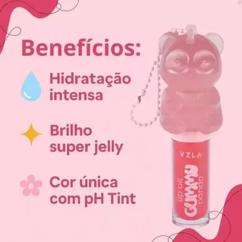 Lip Oil Gummy Panda 6ml - VIZZELA - Época Cosméticos