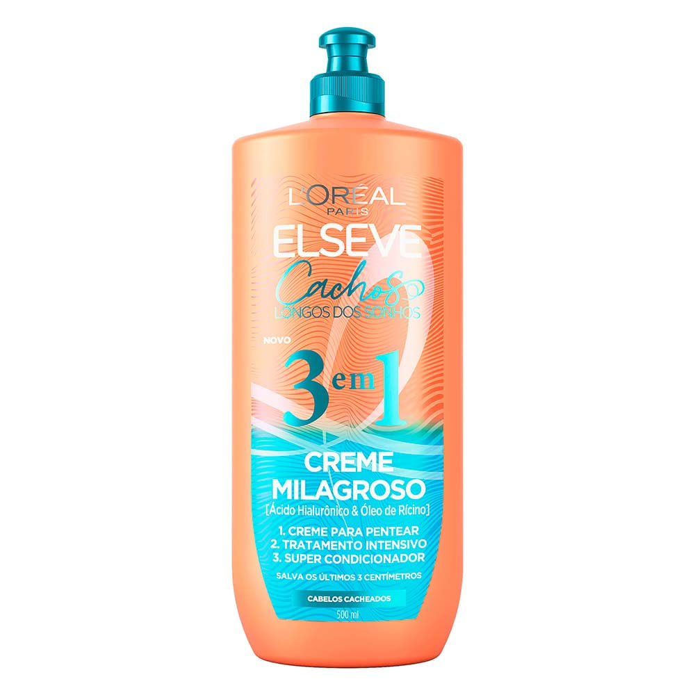 Creme Milagroso 3 em 1 L Oréal Paris Elseve Cachos Longos dos Sonhos, 500ml