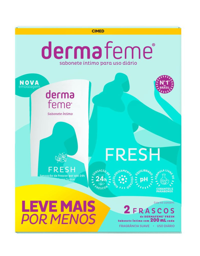 Sabonete Intimo Dermafeme kit 2 Unidades Fresh 200ml Sabonete Intimo Dermafeme 2 Unidades Fresh 200ml