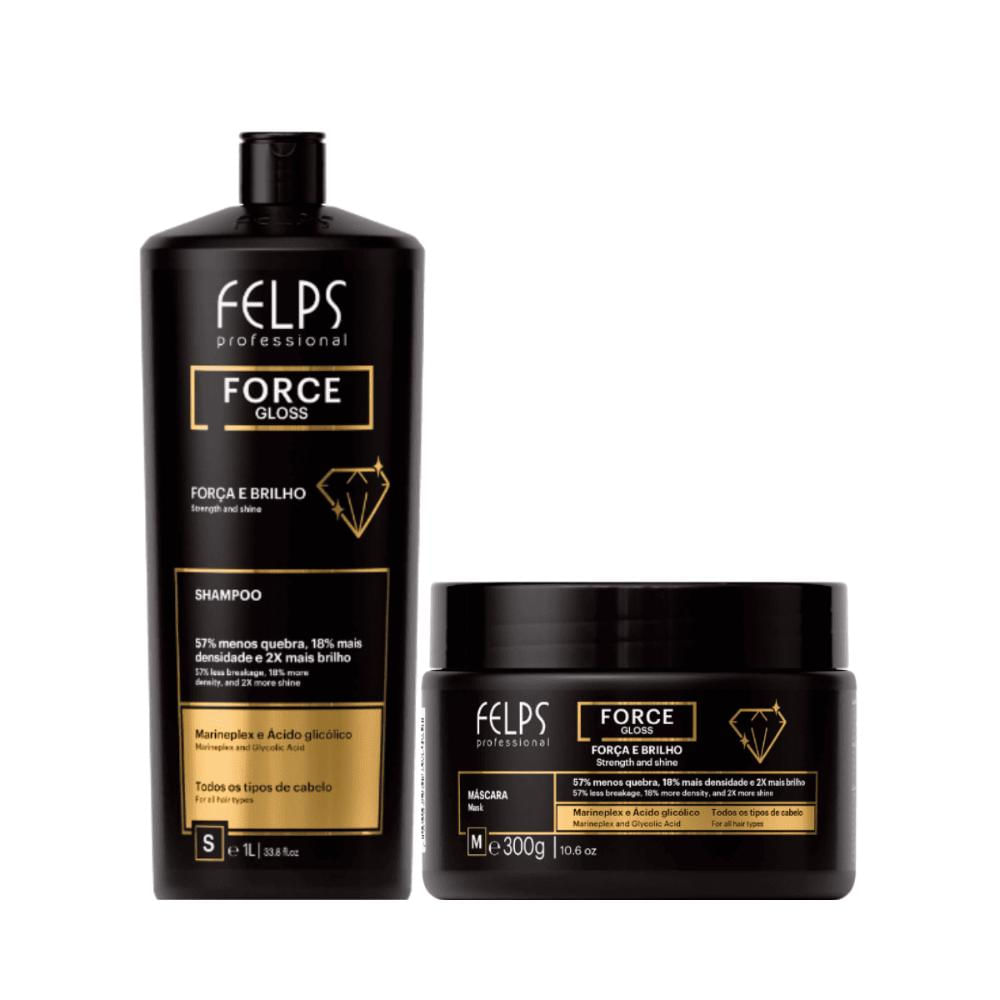 Kit Force Gloss ( Força e Brilho ) Shampoo 1L + Máscara 300g - Felps Professional