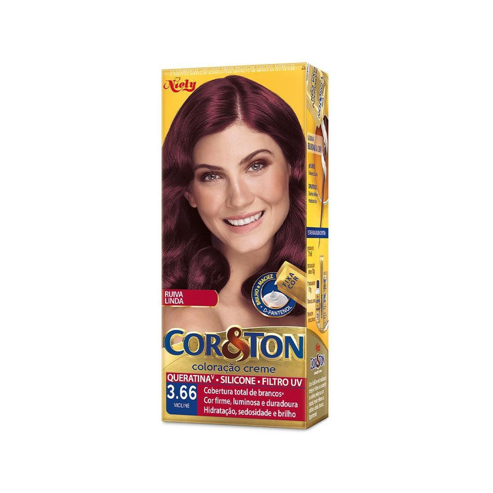 Tintura Cor E Ton + Ox Vermelhos 3.66 Violine 125 G.