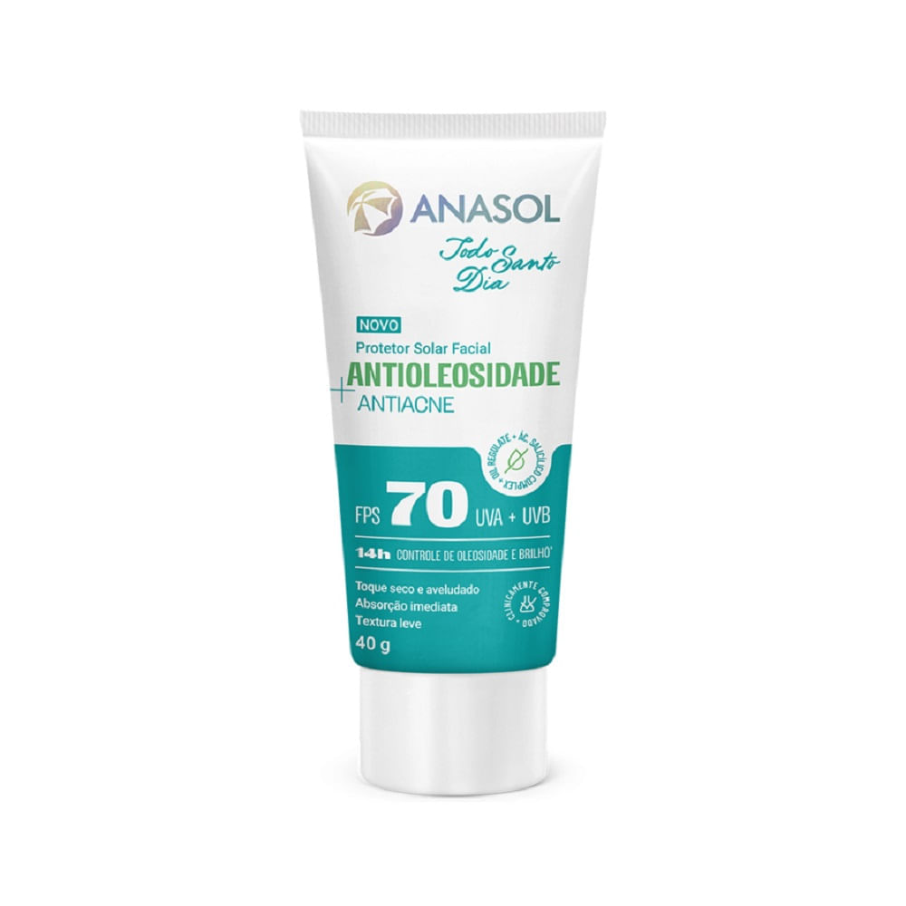 Protetor Solar Facial Anasol Todo Santo Dia Antioleosidade Antiacne Fps70 40g
