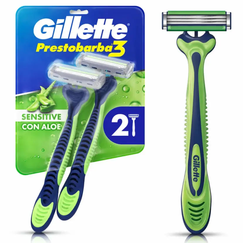APARELHO DE BARBEAR DESCARTÁVEL GILLETTE PRESTOBARBA 3 SENSITIVE 2 UNIDADES