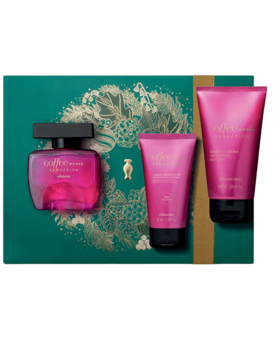 Presente O Boticário Kit Perfume Feminino Coffee Woman Seduction + Hidratante Corporal + Sabonete Liquido