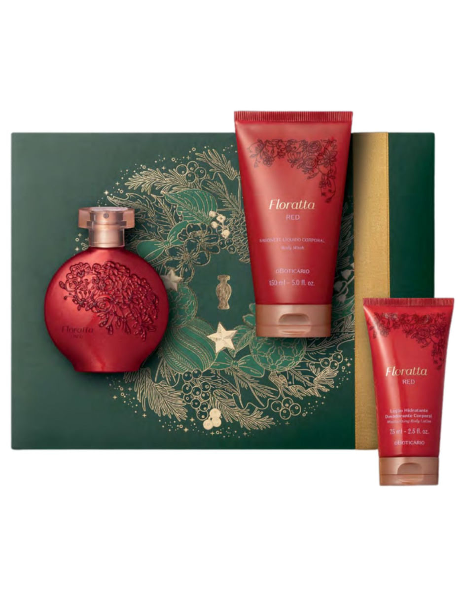 Presente Kit Perfume Floratta Red + Hidratante + Sabonete
