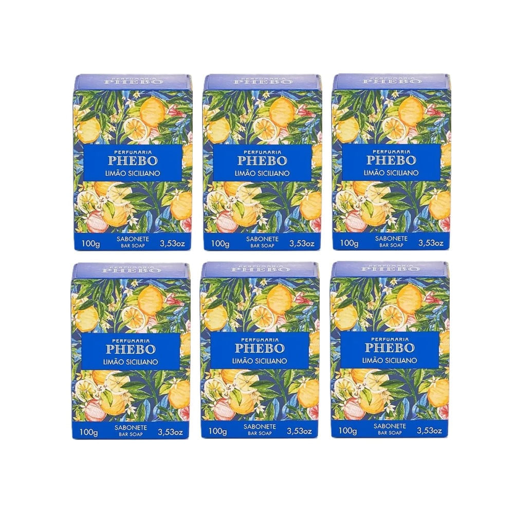Kit 6 Sabonete Em Barra Phebo Limão Siciliano 100g Cada